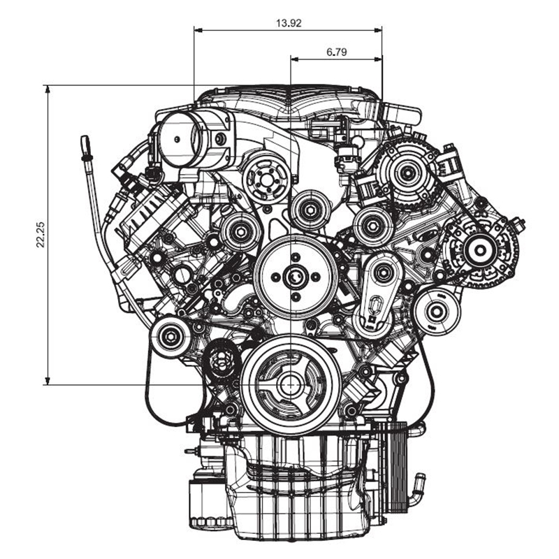 Godzilla 7.3L FORD Vertical Dimension
