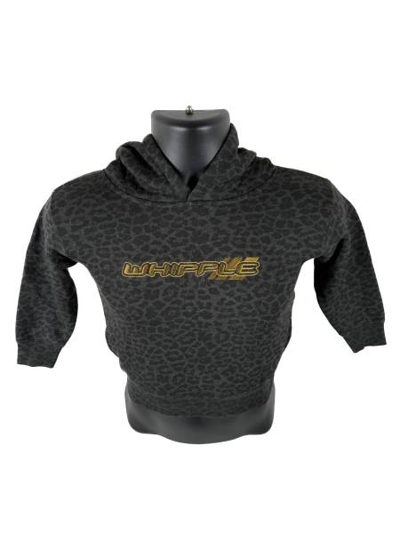KIDS BLACK LEOPARD WHIPPLE HOODIE – EMBROIDERED GOLD LOGO