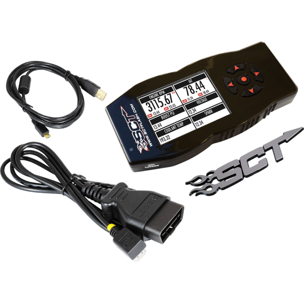 SCT X4 Device, USB and OBD Cables and Badge