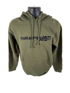 UNISEX MILITARY GREEN HOODIE – BLACK EMBROIDERED WHIPPLE LOGO