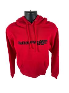 UNISEX RED HOODIE – BLACK EMBROIDERED WHIPPLE LOGO
