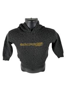 KIDS BLACK LEOPARD WHIPPLE HOODIE – EMBROIDERED GOLD LOGO