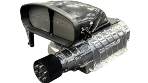 Development image shown – Whipple X-71 Gen 6 twin-screw supercharger, 6-71 style housing.